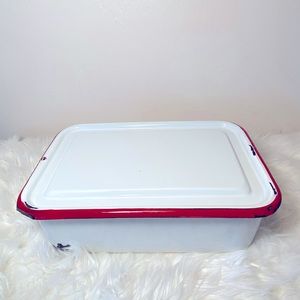 Vintage enamel metal refrigerator/ bread box